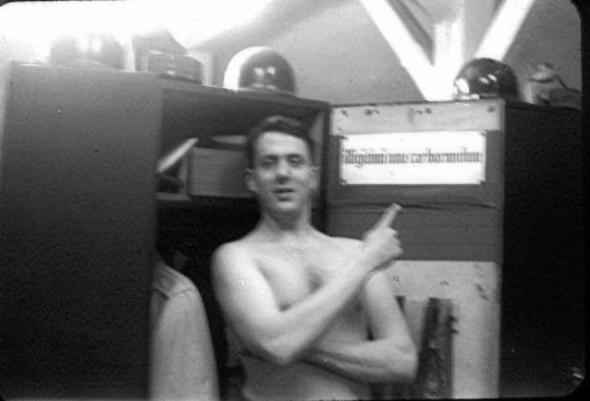Marshall sharing a lighthearted moment in his Army barracks